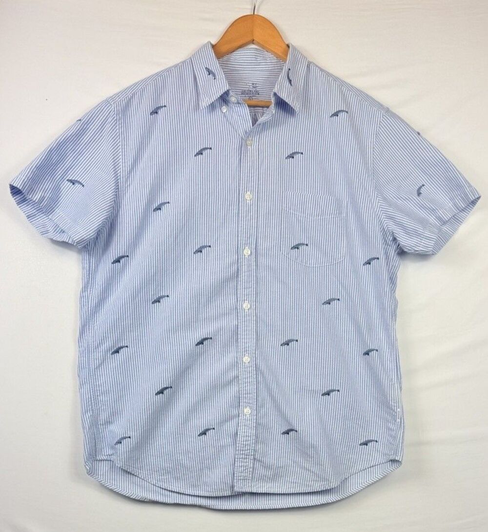 J.Crew Blue Pinstripe Shark Oxford Button Down Shirt Mens Large